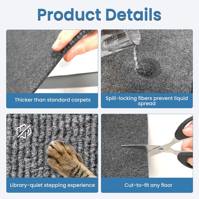 AILOOCEDI 10PCS Carpet Tiles Peel and Stick 24 x 24 Inch DIY Self Adhesive Non-Slip Carpet Squares for Indoor Living Room Bedroom Office (Black) - Image 4